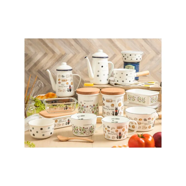 Maison Ghibli Beurrier émail avec couvercle bois Viennoiseries 500ml - Kiki la peti