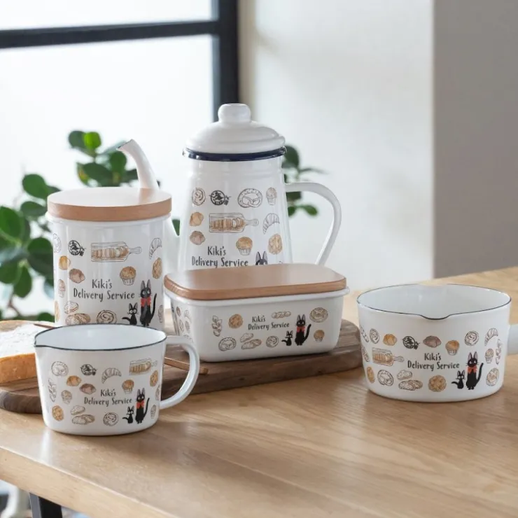 Maison Ghibli Beurrier émail avec couvercle bois Viennoiseries 500ml - Kiki la peti