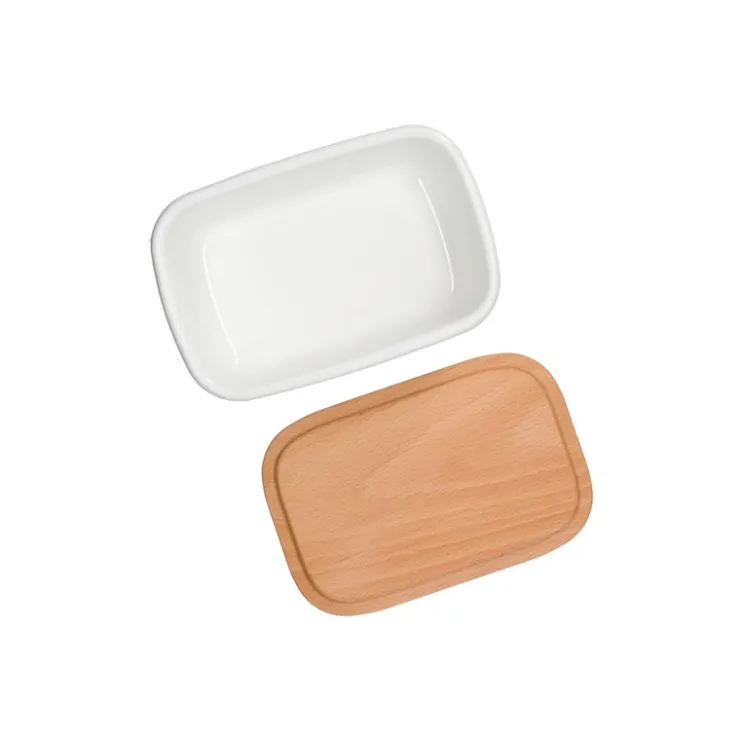 Maison Ghibli Beurrier émail avec couvercle bois Viennoiseries 500ml - Kiki la peti