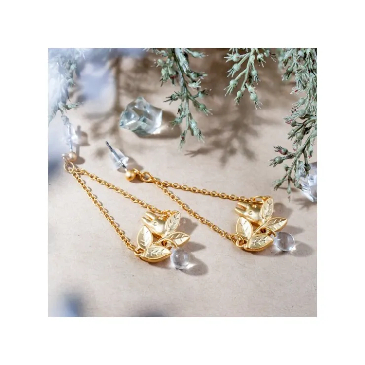Maison Ghibli Bijou Boucle d’oreilles Totoro Blanc Caché Dans Une Feuille - Mon Voi