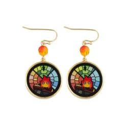 Maison Ghibli Bijou Boucles d’oreilles Calcifer Vitrail- Le Château ambulant