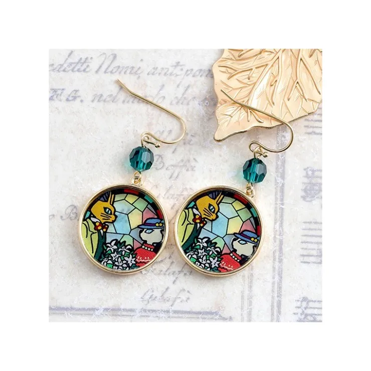 Maison Ghibli Bijou Boucles d’oreilles Louise et Baron Vitrail- Si tu tends l'oreil
