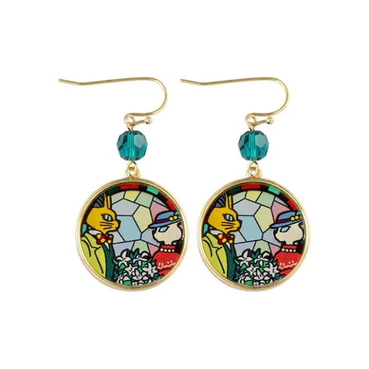 Maison Ghibli Bijou Boucles d’oreilles Louise et Baron Vitrail- Si tu tends l'oreil
