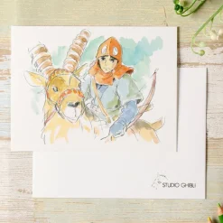 Maison Ghibli Carte de vœux aquarelle 24 x 15,8 cm Ashitaka and Yakuru - Princesse