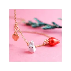 Maison Ghibli Collier Totoro Blanc Et Fraises - Mon Voisin Totoro