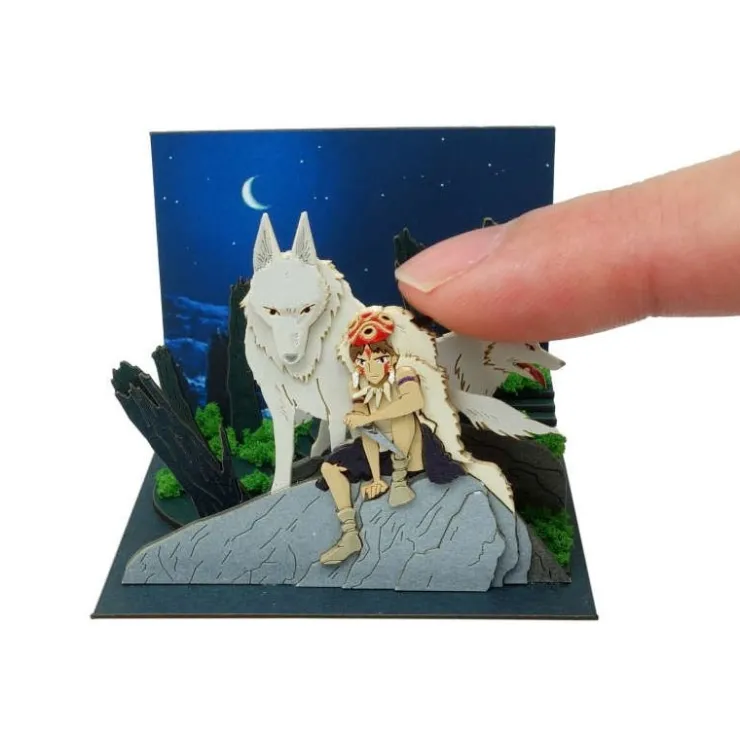 Maison Ghibli Diorama papier San et Moro sur un rocher -Princesse Mononoké
