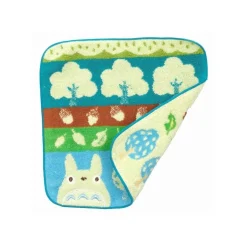 Maison Ghibli Mini Serviette Totoro Bleu Arbres et Noisettes 25x25 cm - Mon voisin
