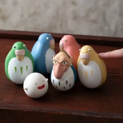 Maison Ghibli Pack 2 Figurines Roly-poly Perruches Rouge & Jaune - Le Garçon et le