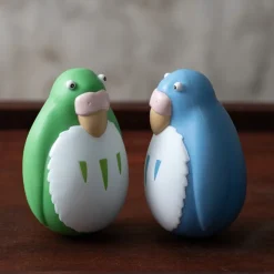 Maison Ghibli Pack 2 Figurines Roly-poly Perruches Bleu & Vert - Le Garçon et le Héron