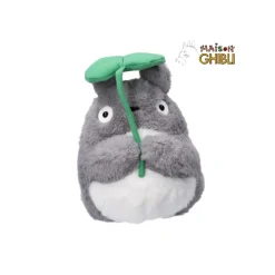 Maison Ghibli Peluche Nakayoshi Totoro Gris avec feuille - Mon Voisin Totoro