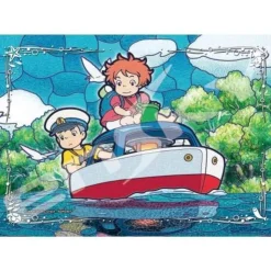 Maison Ghibli Puzzle Vitrail 208P Ponyo & Sosuke sur le bateau - Ponyo sur la falai