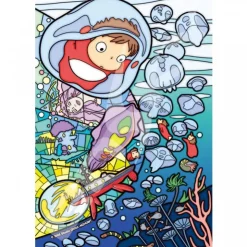 Maison Ghibli Puzzle Vitrail 126P Ponyo sous la mer - Ponyo sur la falaise