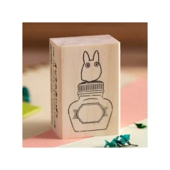 Maison Ghibli Tampon en bois Totoro Blanc & Bouteille d'encre - Mon Voisin Totoro