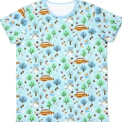 Maison Ghibli T-SHIRTS PATTERNE TOTORO FORÊT BLEU CLAIR S(FEMME) - MON VOISIN TOTRO