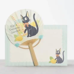 Maison Ghibli Éventail Bambou & Enveloppe Jiji avec Citron - Kiki la petite Sorcièr