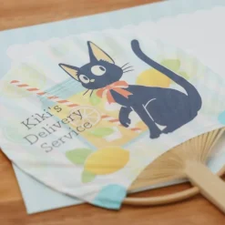 Maison Ghibli Éventail Bambou & Enveloppe Jiji avec Citron - Kiki la petite Sorcièr