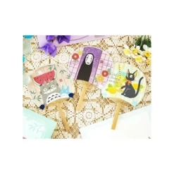 Maison Ghibli Éventail Bambou & Enveloppe Jiji avec Citron - Kiki la petite Sorcièr