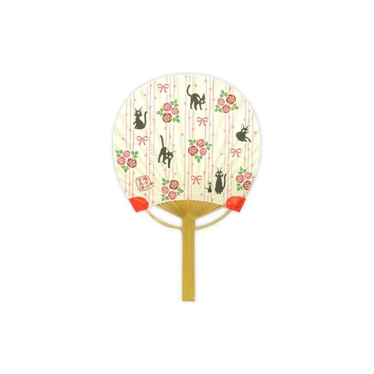 Maison Ghibli Éventail Japonais Bambou Jardin de Rose - Kiki la petite sorcière